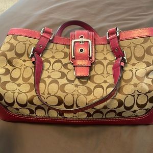 Coach Beige and Magenta Purse
